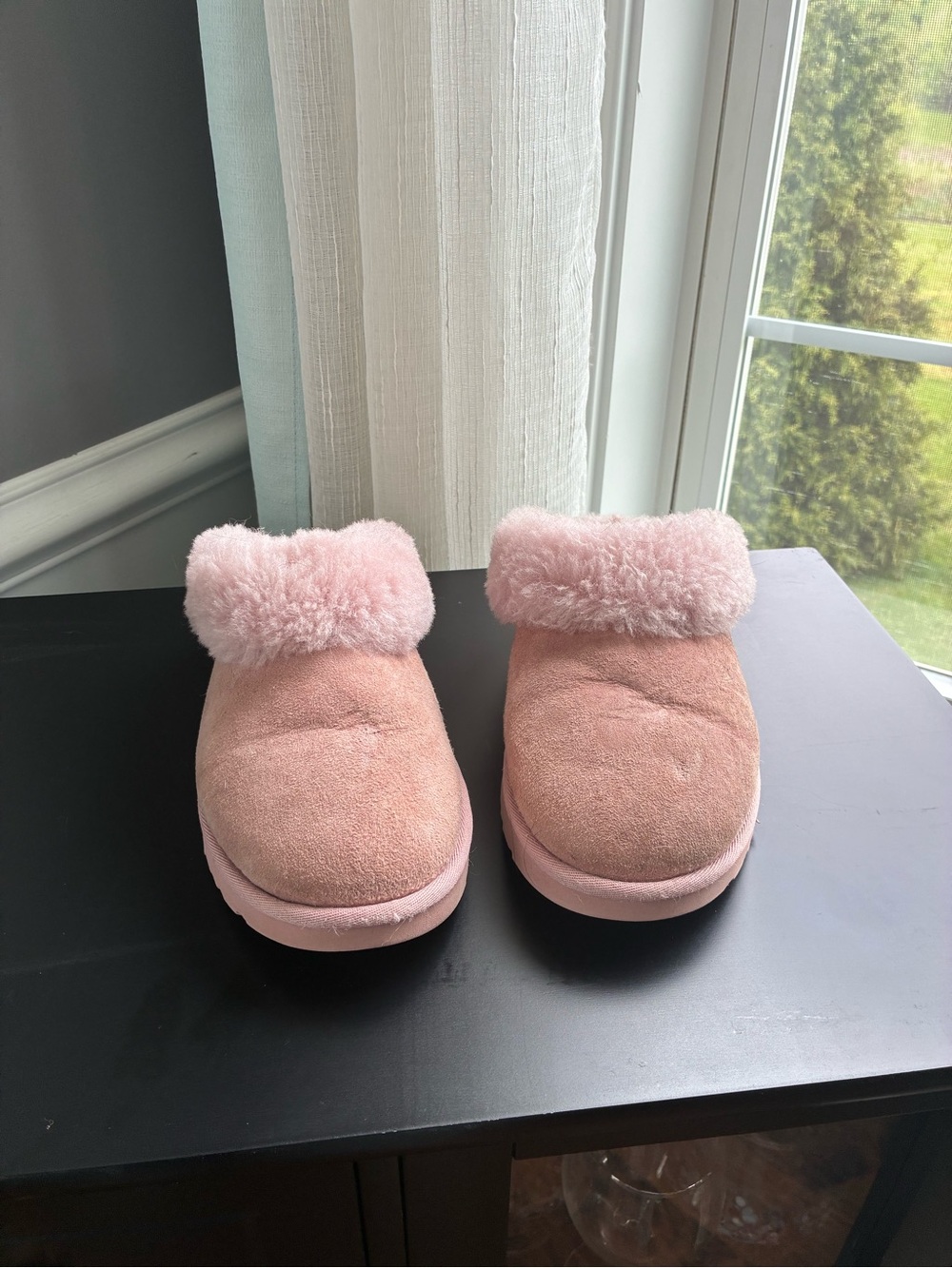 UGG Pink Shearling-Lined Slippers with Plush Interior